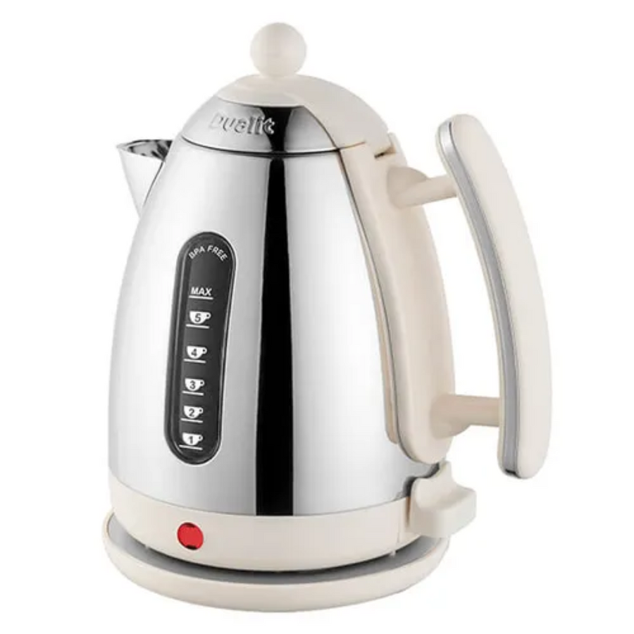 Dualit Polished Chrome Jug Kettle With Canvas White Trim