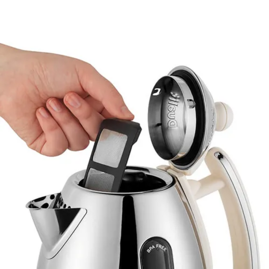 Dualit Polished Chrome Jug Kettle With Canvas White Trim